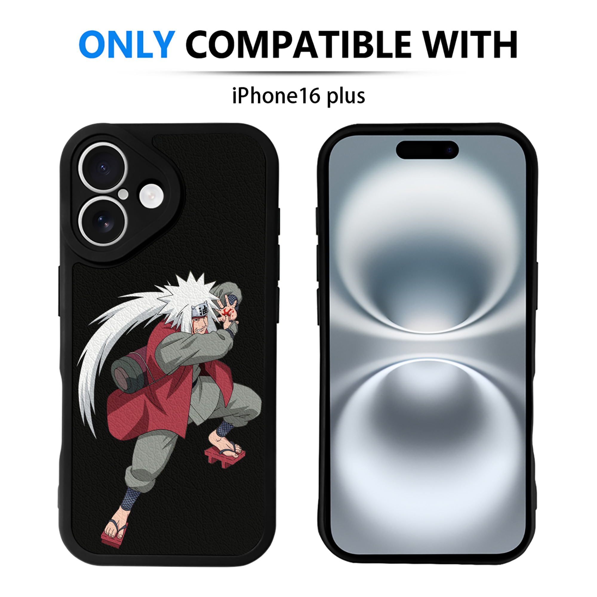 （画像用） NARUTO -ナルト- 自来也（じらいや） Jiraiya 【iPhone 16シリーズ対応】シリコンスマホケース（レザー調） 材質：シリコン
